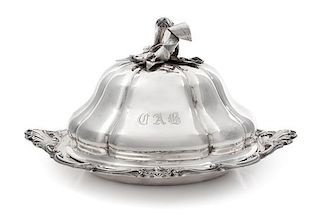 A Victorian Silver Covered Dish, John Samuel Hunt, London, 1850, the domed lid topped with a pepper-form handle, the underplate'