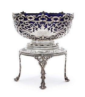 An Edwardian Silver Bowl on Stand, Joseph Rodgers, Sheffield, 1903-4, in the Art Nouveau taste, the openwork bowl worked to show