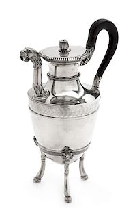 A French Silver Coffee Pot, Jean-Baptiste-Claude Odiot, Paris, First Quarter 19th Century, the hinged top with a blossom finial,