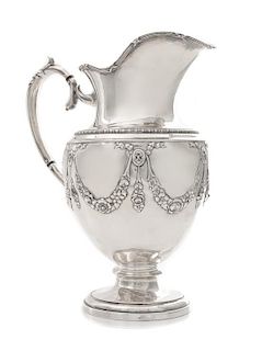 A French Silver Water Pitcher, Maker's Mark Coronet Surmounting a Script JH, Control Mark Coronet Surmounting a Script P, of bal