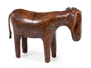 A Leather Figural Ottoman Height 18 x width 26 inches.