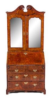 A George III Yew Wood Secretary Bookcase Height 88 x width 21 1/4 x depth 38 3/4 inches.