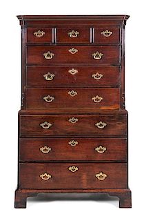 A George III Mahogany Chest-on-Chest Height 71 1/2 x width 40 1/2 x depth 21 1/2 inches.