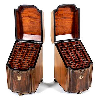 A Pair of George III Brass Inlaid Mahogany Knife Boxes Height 16 inches.