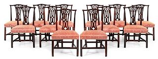 A Set of Twelve George III Style Mahogany Dining Chairs Height 36 3/4 inches.