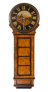 A Victorian Elm Tavern Clock Height 53 inches.