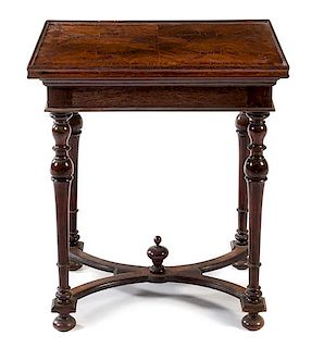 * An English Mahogany Work and Game Table Height 28 1/2 x width 25 x depth 19 3/4 inches.