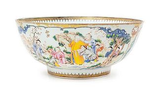 A Large Chinese Porcelain Punch Bowl Height 5 7/8 x diameter 13 3/4 inches.