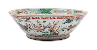 A Chinese Famille Verte Porcelain Bowl Diameter 18 1/4 inches.
