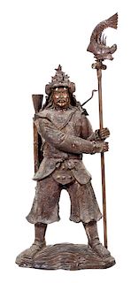 * A Large Bronze Figure of a Samurai Height 58 inches.