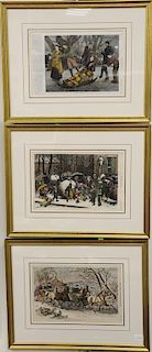 Set of fifteen framed Harpers Weekly colored lithographs. sight sizes 10" x 15" and 15" x 10" Provenance: Property from the Credit Suisse Americana Co