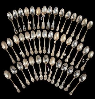 44 Assorted Sterling Silver Teaspoons