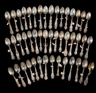 46 Sterling Silver Souvenir Spoons
