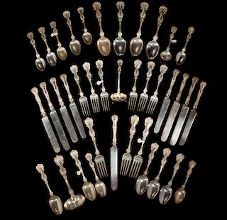 Whiting Sterling Silver Flatware, Pompadour Pattern