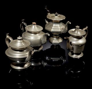 4 Pewter Tea and Coffee Pots
