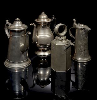 Four Pewter Pitchers