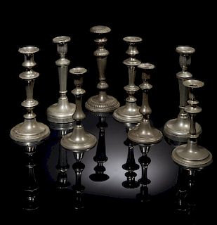 8 Assorted Pewter Candlesticks