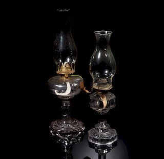 Two Large Glass Oil Lamps