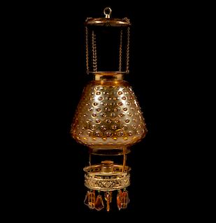 Amber Glass Hanging Kerosene Lamp