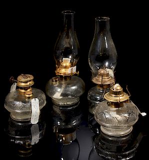 Four Glass Kerosene Lamps
