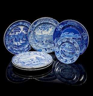 Blue and White Plates, incl. Clews, Stevenson, Stubbs and Others