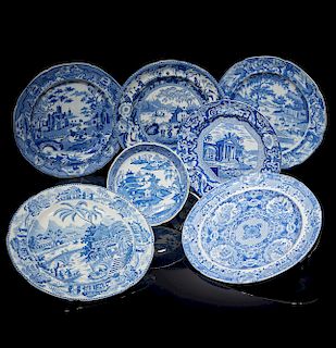 Assorted Blue and White Plates