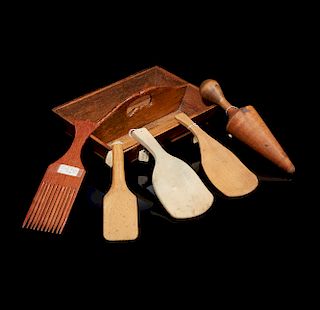 Pine Knife Box & Kitchen Tools