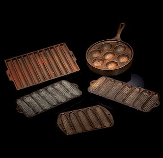 Assorted Cast Iron Molds & Pan