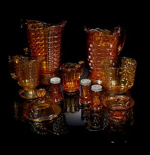 Assorted Amber Glass Items
