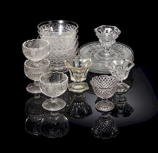 Pressed Glass Bowls, Saucers & Footed Salts 