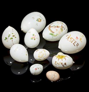 Eight  Vintage Glass Eggs