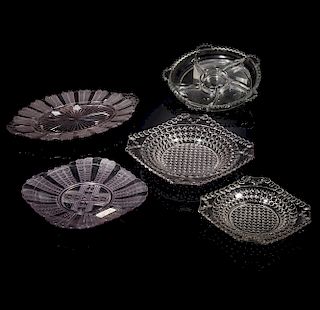 Five Pressed Glass Serving Pieces