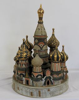 MIDCENTURY. Ceramic Sculpture Of Russian Scene.