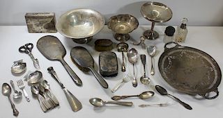 SILVER. Assorted Silver Hollow Ware and Flatware.