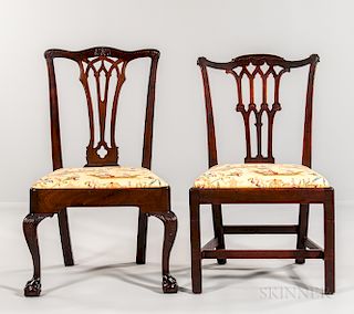Two Chippendale Side Chairs with Gothic Splats