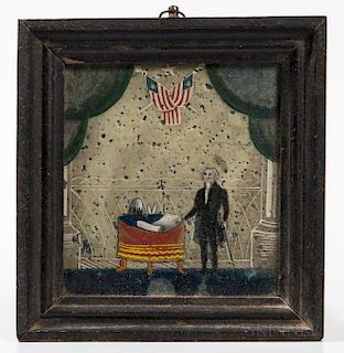 Reverse Painting on Glass Depicting George Washington