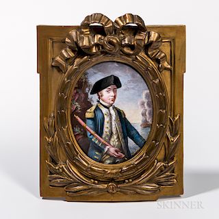 After Johann-Elias Haid (Augsburg, 1739-1809)  Enamel Portrait Miniature of Commander John Paul Jones