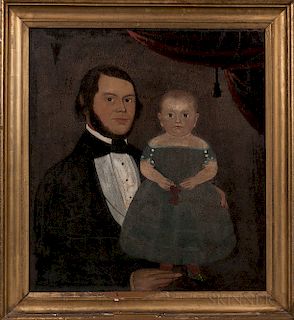 Prior/Hamblen School, Mid-19th Century  Portrait of a Father and Son