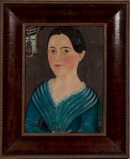 Attributed to George Hartwell (Massachusetts, 1815-1901)  Portrait of "Susan" in a Blue Dress