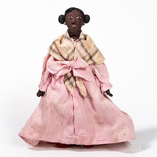 Cloth Doll of a Black Woman in a Pink Gown
