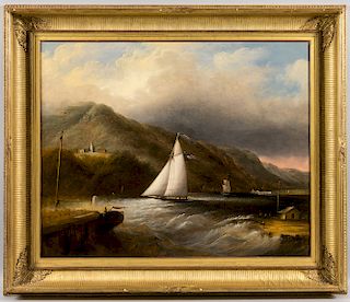 Edmund C. Coates (New York/New England, 1816-1871)  Lighthouse Near Caldwell's Landing