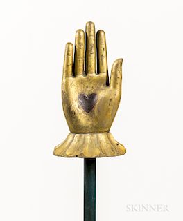 Carved Heart-in-hand Staff with Painted Heart