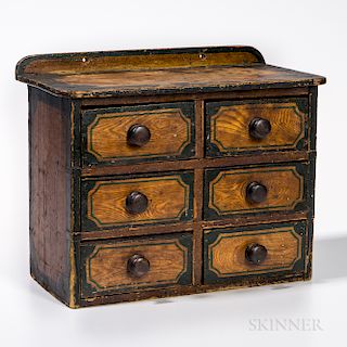 Six-drawer Paint-decorated Spice Chest