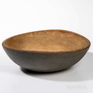 Large Turned and Gray-painted Bowl