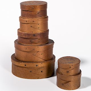 Seven Small Oval and Round Pantry Boxes