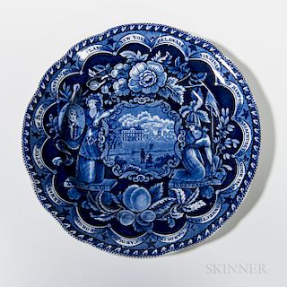 Staffordshire Historical Blue Transfer-decorated States Plate