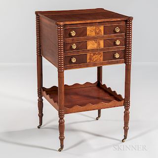 Cherry and Mahogany and Satinwood Inlaid Worktable