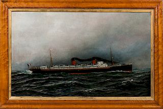 Antonio Nicolo Gasparo Jacobsen (Danish/American, 1850-1921)  Portrait of French Steamship La Lorraine
