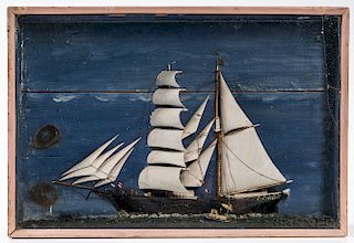 Shadow Box Diorama of a Sailing Ship