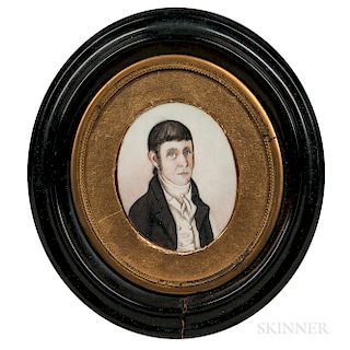 John Brewster Jr. (Connecticut/Maine, 1766-1854)  Miniature Portrait of a Gentleman